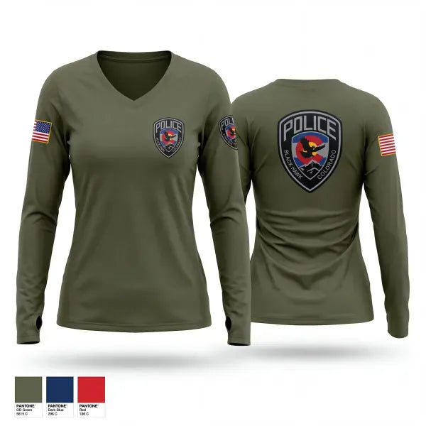 Womens Long Sleeve Vneck Shirt, Police, Police, Teamtime, Team time, sublimation, custom sports apparel, team uniforms, spirit wear, spiritwear, sports uniforms, custom shirts, team store, custom team store, fundraiser sports, apparel fundraiser