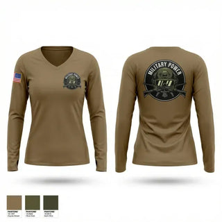 Womens Long Sleeve Vneck Shirt, Army promotions, Army, Teamtime, Team time, sublimation, custom sports apparel, team uniforms, spirit wear, spiritwear, sports uniforms, custom shirts, team store, custom team store, fundraiser sports, apparel fundraiser