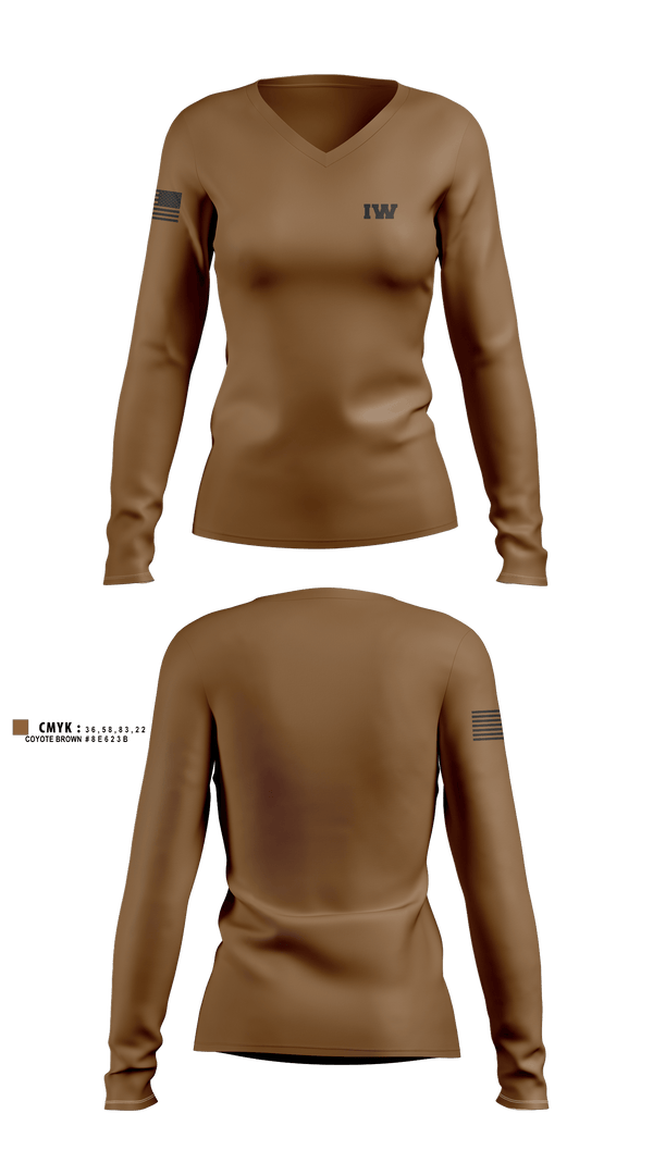 Womens Long Sleeve Vneck Shirt, IWIW, Army, Teamtime, Team time, sublimation, custom sports apparel, team uniforms, spirit wear, spiritwear, sports uniforms, custom shirts, team store, custom team store, fundraiser sports, apparel fundraiser