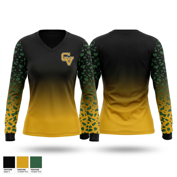 Womens Long Sleeve Vneck Shirt, Capistrano Valley Cougars, Baseball, Teamtime, Team time, sublimation, custom sports apparel, team uniforms, spirit wear, spiritwear, sports uniforms, custom shirts, team store, custom team store, fundraiser sports, apparel fundraiser