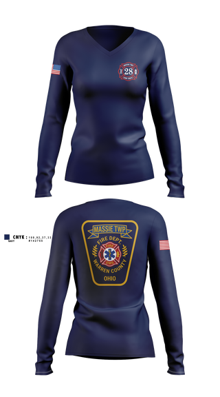 Womens Long Sleeve Vneck Shirt, Massie Township Fire Department, Fire Department, Teamtime, Team time, sublimation, custom sports apparel, team uniforms, spirit wear, spiritwear, sports uniforms, custom shirts, team store, custom team store, fundraiser sports, apparel fundraiser