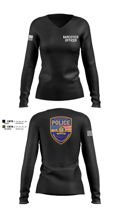 Philadelphia police narcotics 89057039 Women's Long Sleeve V-neck Shirt - 100