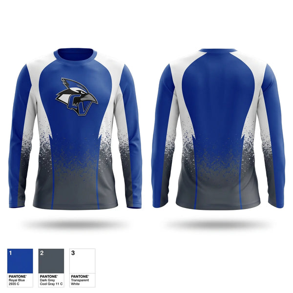 Long Sleeve Performance Shirt, Conemaugh Valley Bluejays Football, Spirit Store, Teamtime, Team time, sublimation, custom sports apparel, team uniforms, spirit wear, spiritwear, sports uniforms, custom shirts, team store, custom team store, fundraiser sports, apparel fundraiser
