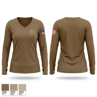 Womens Long Sleeve Vneck Shirt, 266 MCT266 MCT, Army, Teamtime, Team time, sublimation, custom sports apparel, team uniforms, spirit wear, spiritwear, sports uniforms, custom shirts, team store, custom team store, fundraiser sports, apparel fundraiser