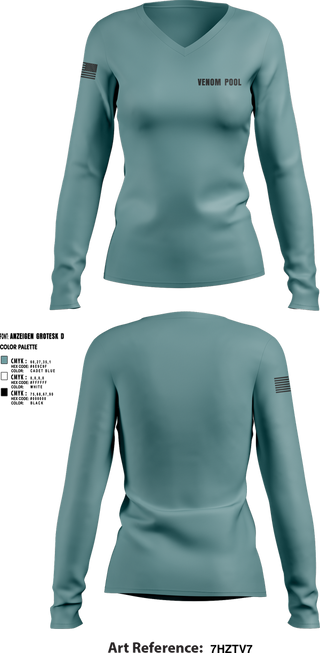 Womens Long Sleeve Vneck Shirt, Venom Pool, , Teamtime, Team time, sublimation, custom sports apparel, team uniforms, spirit wear, spiritwear, sports uniforms, custom shirts, team store, custom team store, fundraiser sports, apparel fundraiser