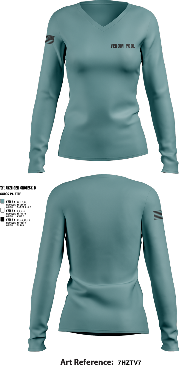 Womens Long Sleeve Vneck Shirt, Venom Pool, , Teamtime, Team time, sublimation, custom sports apparel, team uniforms, spirit wear, spiritwear, sports uniforms, custom shirts, team store, custom team store, fundraiser sports, apparel fundraiser
