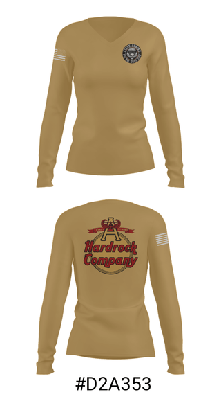 Women's Long Sleeve Vneck Shirt, Hardrock Company, Army, Teamtime, Team time, sublimation, custom sports apparel, team uniforms, spirit wear, spiritwear, sports uniforms, custom shirts, team store, custom team store, fundraiser sports, apparel fundraiser