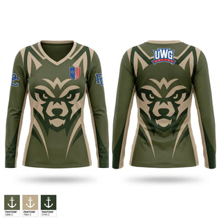 Womens Long Sleeve Vneck Shirt, UWG. Wolves, , Teamtime, Team time, sublimation, custom sports apparel, team uniforms, spirit wear, spiritwear, sports uniforms, custom shirts, team store, custom team store, fundraiser sports, apparel fundraiser