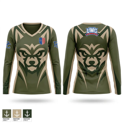 UWG. Wolves Women's Long Sleeve V-neck Shirt - 1