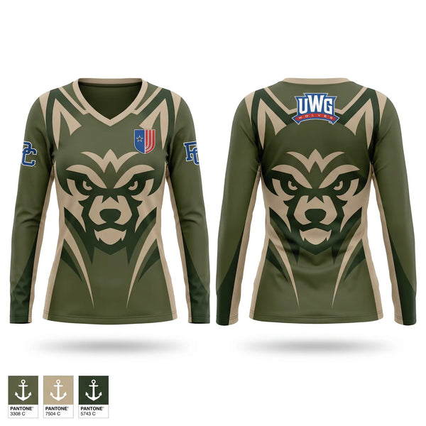 Womens Long Sleeve Vneck Shirt, UWG. Wolves, , Teamtime, Team time, sublimation, custom sports apparel, team uniforms, spirit wear, spiritwear, sports uniforms, custom shirts, team store, custom team store, fundraiser sports, apparel fundraiser