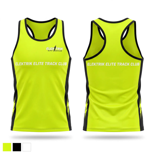 Mens Track Singlet, ELEKTRIK ELITE TRACK CLUB, Track & Field, Teamtime, Team time, sublimation, custom sports apparel, team uniforms, spirit wear, spiritwear, sports uniforms, custom shirts, team store, custom team store, fundraiser sports, apparel fundraiser