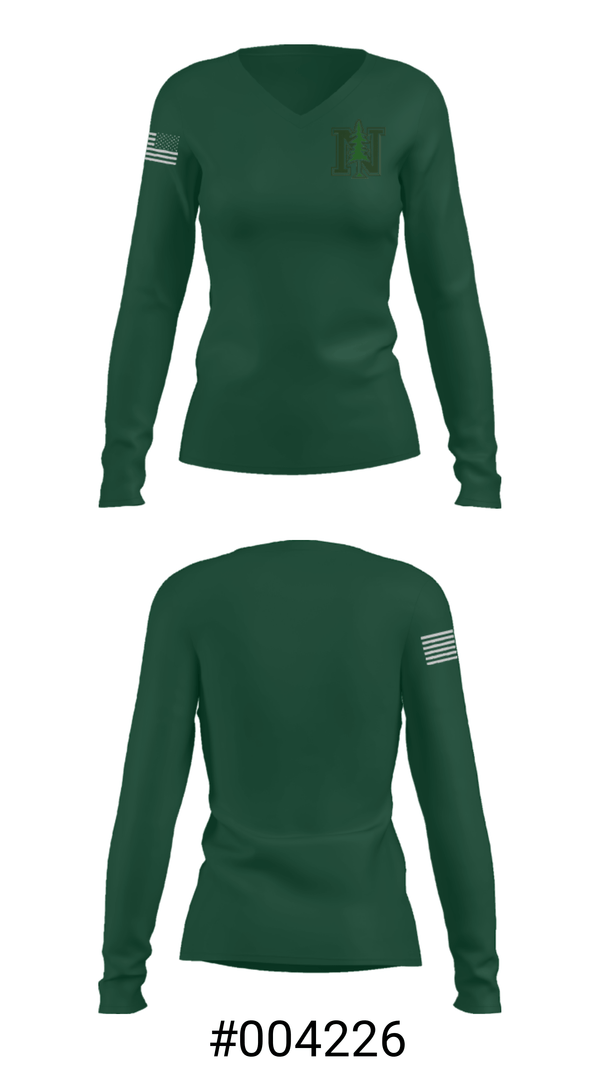 Women's Long Sleeve Vneck Shirt, Northwood High/Middle School, Spirit Store, Teamtime, Team time, sublimation, custom sports apparel, team uniforms, spirit wear, spiritwear, sports uniforms, custom shirts, team store, custom team store, fundraiser sports, apparel fundraiser