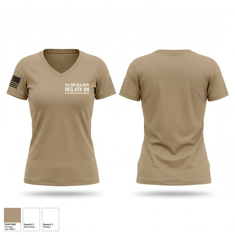 Womens Short Sleeve Vneck Shirt, 1st BN, 3rd AVN REG ATK BN, Army, Teamtime, Team time, sublimation, custom sports apparel, team uniforms, spirit wear, spiritwear, sports uniforms, custom shirts, team store, custom team store, fundraiser sports, apparel fundraiser