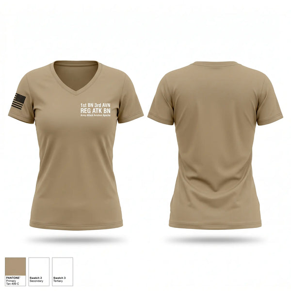 Womens Short Sleeve Vneck Shirt, 1st BN, 3rd AVN REG ATK BN, Army, Teamtime, Team time, sublimation, custom sports apparel, team uniforms, spirit wear, spiritwear, sports uniforms, custom shirts, team store, custom team store, fundraiser sports, apparel fundraiser