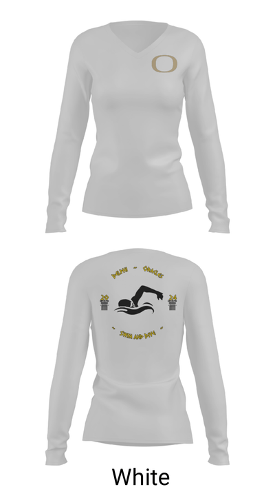 Delphi Community High School Swimming 22863035 Women's Long Sleeve V-neck Shirt - 6