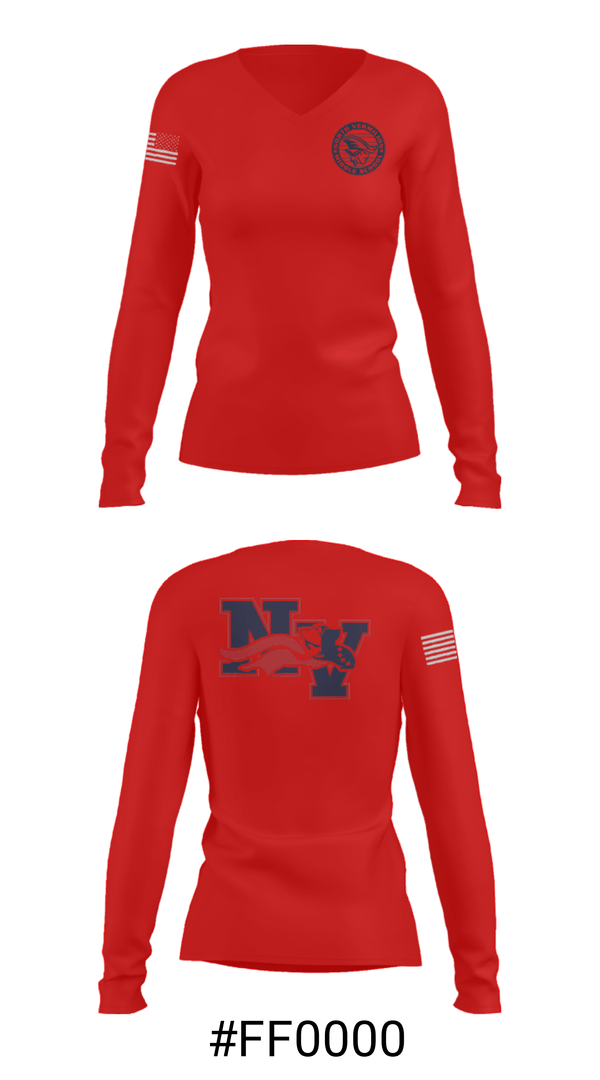 Women's Long Sleeve Vneck Shirt, North Vermilion Middle School Basketball, Women's Basketball, Teamtime, Team time, sublimation, custom sports apparel, team uniforms, spirit wear, spiritwear, sports uniforms, custom shirts, team store, custom team store, fundraiser sports, apparel fundraiser