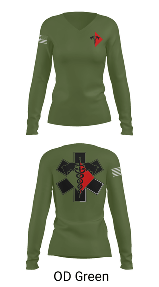 Women's Long Sleeve Vneck Shirt, 307th Medics, Army, Teamtime, Team time, sublimation, custom sports apparel, team uniforms, spirit wear, spiritwear, sports uniforms, custom shirts, team store, custom team store, fundraiser sports, apparel fundraiser