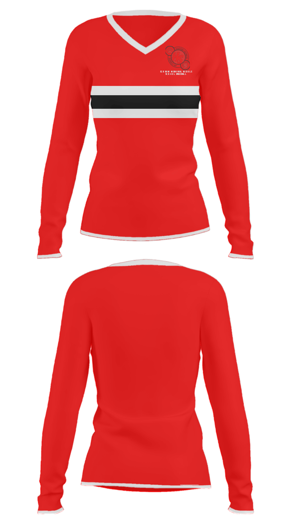 Women's Long Sleeve Vneck Shirt, Schrum Memorial Middle School Basketball, Men's Basketball, Teamtime, Team time, sublimation, custom sports apparel, team uniforms, spirit wear, spiritwear, sports uniforms, custom shirts, team store, custom team store, fundraiser sports, apparel fundraiser