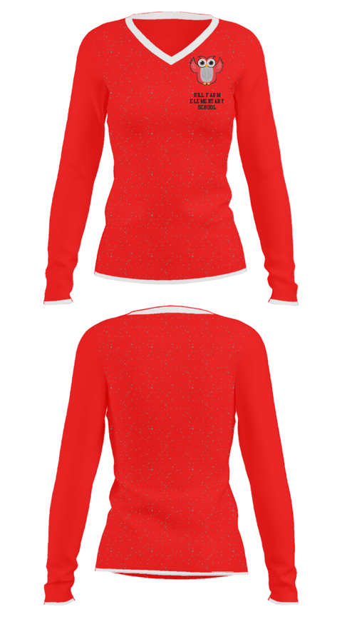 Women's Long Sleeve Vneck Shirt, Hill Farm Elementary School, Spirit Store, Teamtime, Team time, sublimation, custom sports apparel, team uniforms, spirit wear, spiritwear, sports uniforms, custom shirts, team store, custom team store, fundraiser sports, apparel fundraiser