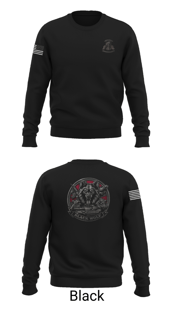 Crew Neck Sweatshirt, Black Wolf Company, 3-67 AR, Army, Teamtime, Team time, sublimation, custom sports apparel, team uniforms, spirit wear, spiritwear, sports uniforms, custom shirts, team store, custom team store, fundraiser sports, apparel fundraiser