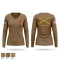A Battery 1-108th Field Artillery Women's Long Sleeve V-neck Shirt - 1