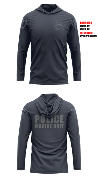 Long Sleeve hooded sunshirt, Sacramento Police Marine Unit, Police, Teamtime, Team time, sublimation, custom sports apparel, team uniforms, spirit wear, spiritwear, sports uniforms, custom shirts, team store, custom team store, fundraiser sports, apparel fundraiser