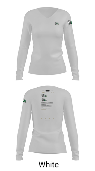 Women's Long Sleeve Vneck Shirt, PAUL’S ALL ELECTRIC LAWN & LANDSCAPING, , Teamtime, Team time, sublimation, custom sports apparel, team uniforms, spirit wear, spiritwear, sports uniforms, custom shirts, team store, custom team store, fundraiser sports, apparel fundraiser
