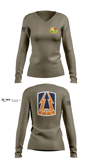 Womens Long Sleeve Vneck Shirt, 335th Signal Command (Theater), Army, Teamtime, Team time, sublimation, custom sports apparel, team uniforms, spirit wear, spiritwear, sports uniforms, custom shirts, team store, custom team store, fundraiser sports, apparel fundraiser