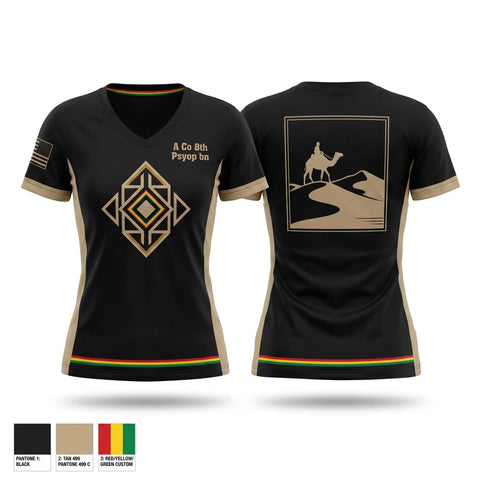 Womens Short Sleeve Vneck Shirt, A Co 8th Psyop bn, Army, Teamtime, Team time, sublimation, custom sports apparel, team uniforms, spirit wear, spiritwear, sports uniforms, custom shirts, team store, custom team store, fundraiser sports, apparel fundraiser