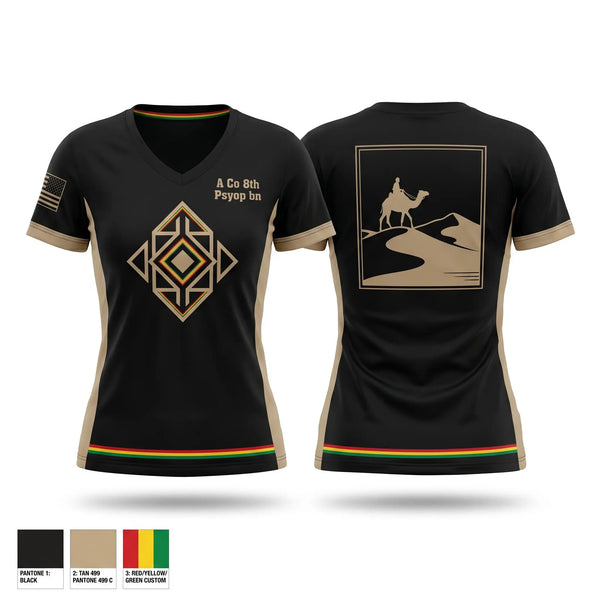 Womens Short Sleeve Vneck Shirt, A Co 8th Psyop bn, Army, Teamtime, Team time, sublimation, custom sports apparel, team uniforms, spirit wear, spiritwear, sports uniforms, custom shirts, team store, custom team store, fundraiser sports, apparel fundraiser