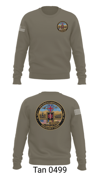 Crew Neck Sweatshirt, 387th Medical Logistics Company, Army, Teamtime, Team time, sublimation, custom sports apparel, team uniforms, spirit wear, spiritwear, sports uniforms, custom shirts, team store, custom team store, fundraiser sports, apparel fundraiser