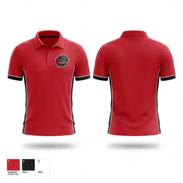 Short Sleeve Performance Polo, Ramstad Rockets, Men's Basketball, Teamtime, Team time, sublimation, custom sports apparel, team uniforms, spirit wear, spiritwear, sports uniforms, custom shirts, team store, custom team store, fundraiser sports, apparel fundraiser