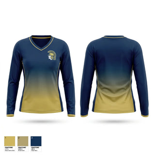 Womens Long Sleeve Vneck Shirt, Antonito Trojans, Spirit Store, Teamtime, Team time, sublimation, custom sports apparel, team uniforms, spirit wear, spiritwear, sports uniforms, custom shirts, team store, custom team store, fundraiser sports, apparel fundraiser