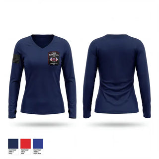 Womens Long Sleeve Vneck Shirt, Fire Marshal’s Office, Fire Department, Teamtime, Team time, sublimation, custom sports apparel, team uniforms, spirit wear, spiritwear, sports uniforms, custom shirts, team store, custom team store, fundraiser sports, apparel fundraiser