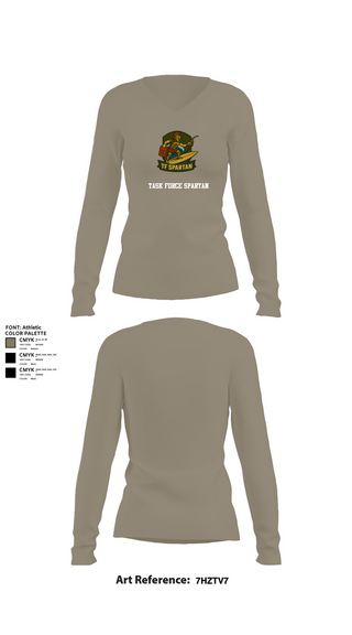Womens Long Sleeve Vneck Shirt, Task Force Spartan, , Teamtime, Team time, sublimation, custom sports apparel, team uniforms, spirit wear, spiritwear, sports uniforms, custom shirts, team store, custom team store, fundraiser sports, apparel fundraiser