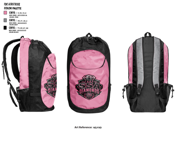 Gear Bag, SSA Lady Diamonds, Women's Basketball, Teamtime, Team time, sublimation, custom sports apparel, team uniforms, spirit wear, spiritwear, sports uniforms, custom shirts, team store, custom team store, fundraiser sports, apparel fundraiser
