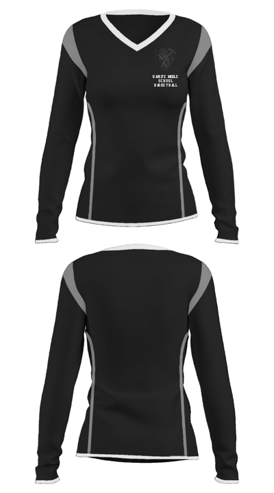 Bauxite Middle School Basketball 40408407 Women's Long Sleeve V-neck Shirt - 35