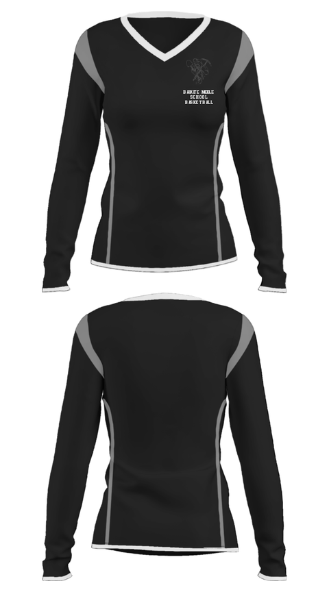 Women's Long Sleeve Vneck Shirt, Bauxite Middle School Basketball, Men's Basketball, Teamtime, Team time, sublimation, custom sports apparel, team uniforms, spirit wear, spiritwear, sports uniforms, custom shirts, team store, custom team store, fundraiser sports, apparel fundraiser