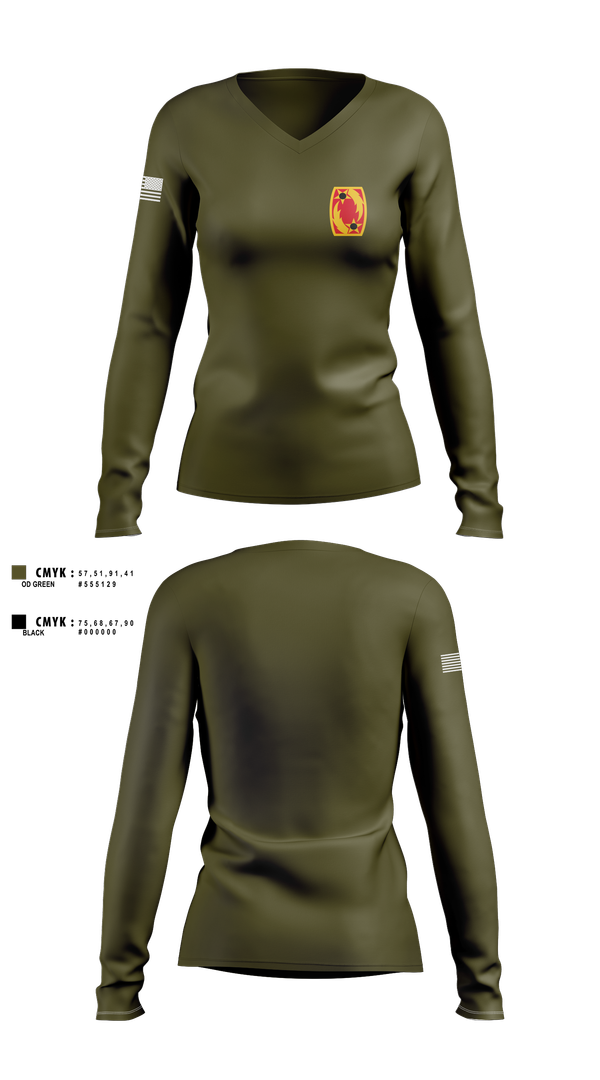 Womens Long Sleeve Vneck Shirt, 69th ADA, Army, Teamtime, Team time, sublimation, custom sports apparel, team uniforms, spirit wear, spiritwear, sports uniforms, custom shirts, team store, custom team store, fundraiser sports, apparel fundraiser