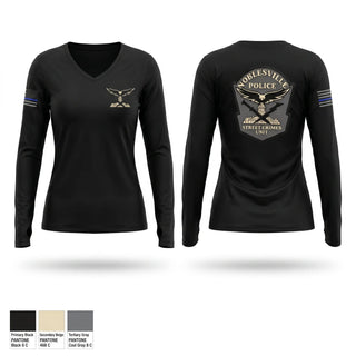 Womens Long Sleeve Vneck Shirt, STREET CRIMES UNIT, Police, Teamtime, Team time, sublimation, custom sports apparel, team uniforms, spirit wear, spiritwear, sports uniforms, custom shirts, team store, custom team store, fundraiser sports, apparel fundraiser
