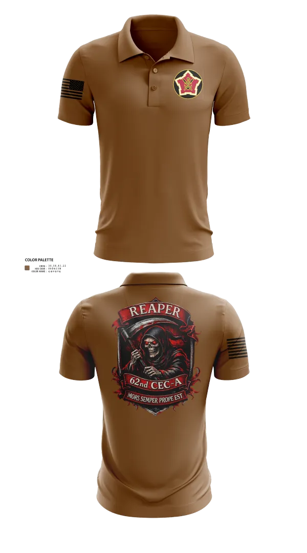 Short Sleeve Performance Polo, 62ND CEC-A, Army, Teamtime, Team time, sublimation, custom sports apparel, team uniforms, spirit wear, spiritwear, sports uniforms, custom shirts, team store, custom team store, fundraiser sports, apparel fundraiser
