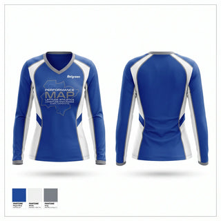 Womens Long Sleeve Vneck Shirt, Belgreen, Cheer, Teamtime, Team time, sublimation, custom sports apparel, team uniforms, spirit wear, spiritwear, sports uniforms, custom shirts, team store, custom team store, fundraiser sports, apparel fundraiser