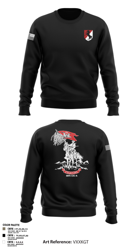 Crew Neck Sweatshirt, 58th CEC-A, Army, Teamtime, Team time, sublimation, custom sports apparel, team uniforms, spirit wear, spiritwear, sports uniforms, custom shirts, team store, custom team store, fundraiser sports, apparel fundraiser