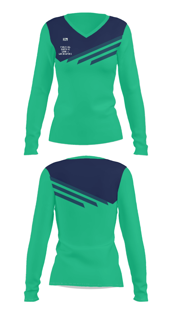 Women's Long Sleeve Vneck Shirt, PAUL’S ALL ELECTRIC LAWN & LANDSCAPING, , Teamtime, Team time, sublimation, custom sports apparel, team uniforms, spirit wear, spiritwear, sports uniforms, custom shirts, team store, custom team store, fundraiser sports, apparel fundraiser