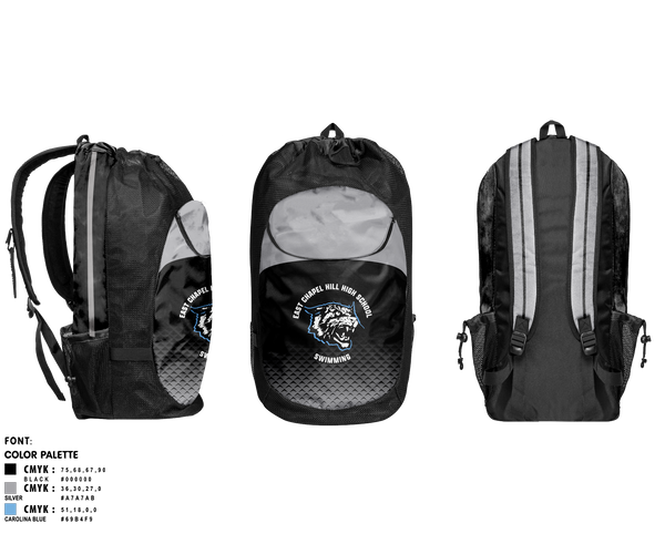 Gear Bag, East Chapel Hill High School Swimming, Swimming, Teamtime, Team time, sublimation, custom sports apparel, team uniforms, spirit wear, spiritwear, sports uniforms, custom shirts, team store, custom team store, fundraiser sports, apparel fundraiser