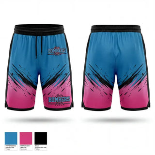 Mens Reversible Basketball Shorts, Lady Bombers, Women's Basketball, Teamtime, Team time, sublimation, custom sports apparel, team uniforms, spirit wear, spiritwear, sports uniforms, custom shirts, team store, custom team store, fundraiser sports, apparel fundraiser
