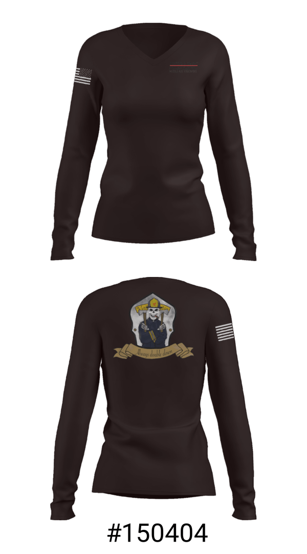 Women's Long Sleeve Vneck Shirt, Red Line Mobile Axe Throwing, , Teamtime, Team time, sublimation, custom sports apparel, team uniforms, spirit wear, spiritwear, sports uniforms, custom shirts, team store, custom team store, fundraiser sports, apparel fundraiser