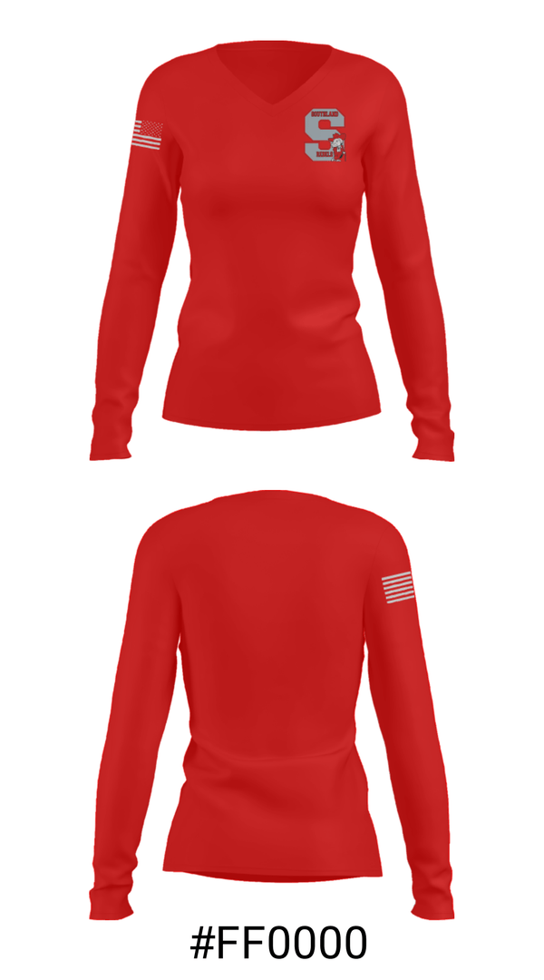 Women's Long Sleeve Vneck Shirt, Southland Junior High School Basketball, Men's Basketball, Teamtime, Team time, sublimation, custom sports apparel, team uniforms, spirit wear, spiritwear, sports uniforms, custom shirts, team store, custom team store, fundraiser sports, apparel fundraiser