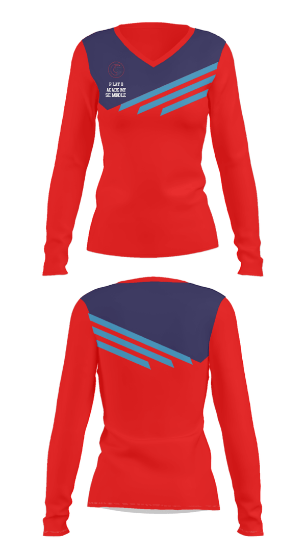 Women's Long Sleeve Vneck Shirt, Plato Academy Seminole, Spirit Store, Teamtime, Team time, sublimation, custom sports apparel, team uniforms, spirit wear, spiritwear, sports uniforms, custom shirts, team store, custom team store, fundraiser sports, apparel fundraiser