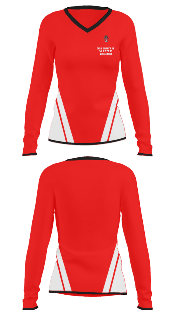 Women's Long Sleeve Vneck Shirt, Ontario Amateur Wrestling Association, Wrestling, Teamtime, Team time, sublimation, custom sports apparel, team uniforms, spirit wear, spiritwear, sports uniforms, custom shirts, team store, custom team store, fundraiser sports, apparel fundraiser